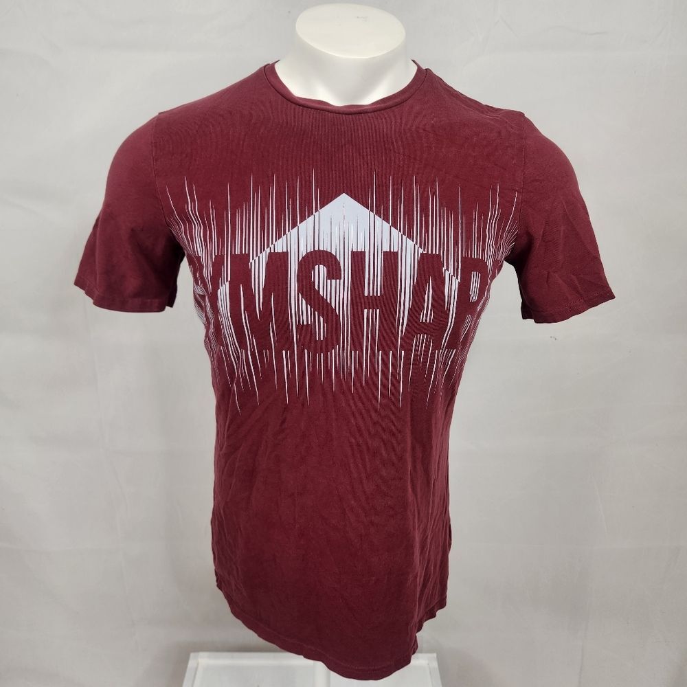 3/$25 Gymshark Burgundy Red Front Logo Graphic Short Sleeve Shirt Sz Small